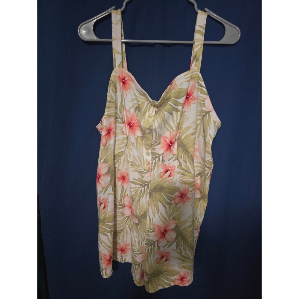 Forever 21 Plus Womens 1X Tropical Floral Button Front Romper Pink